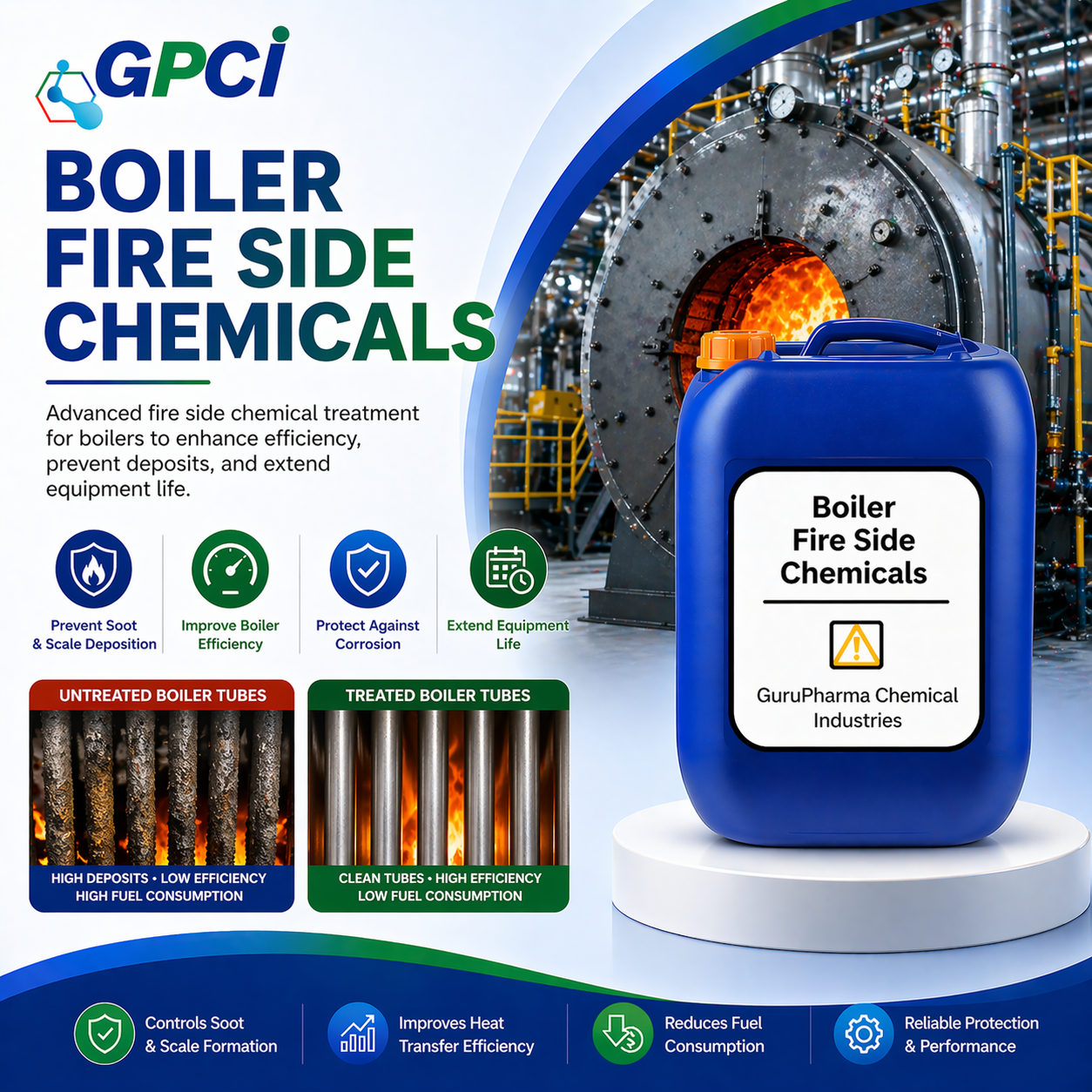 Boiler fire side chemical